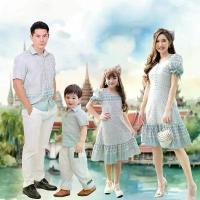 ราคา ชุดไทย ผ้าทอ สีฟ้า ชุดไทยประยุกต์ เสื้อไทยแขนสั้น เดรสแขนตุ๊กตา ชุดไทยเด็ก เดรสผ้าไทย สตรี Mudmee (1732627235794879895)