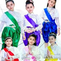 ราคา (ay) ชุดไทยเด็กหญิง ชุดไทย ร.5 เสื้อลูกไม้นิ่มๆ ชุดไทยโจงกระเบน ชุดไทยประยุกต์ ชุดไทยเด็กผู้หญิง (1731585348948297086)