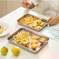 ราคา ถาดพร้อมตะแกรงสแตนเลส ถาดใส่อาหาร ถาดรองน้ำมัน ตะแกรงสะเด็ดน้ำมัน ไก่ทอด มันฝรั่งทอด เหมาะสำหรับวางของทอด (1731881022208182269)