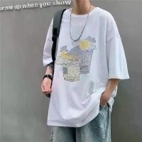 ราคา เสื้อยืดแขนสั้นผู้ชาย เสื้อเก๋ๆ สไตล์ฮ่องกง บะหมี่กึ่งสำเร็จรูป สีชมพู ลำลอง แบรนด์แฟชั่น นักเรียน ครึ่งแขน (1729833410727610656)