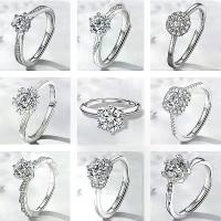 ราคา แหวนปรับได้ CC สำหรับผู้หญิง สีเงินแท้ เพทายทรงลูกบาศก์ แหวนแต่งงาน ดีไซน์เรียบง่าย เหมาะสำหรับงานแต่งงานหมั้นเจ้าสาว เครื่องประดับชั้นดี CC1633-1647 (1731864997694965343)