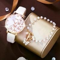 ราคา ชุดนาฬิกาผีเสื้อผู้หญิง 2 ชิ้น นาฬิกาผู้หญิง ดีไซน์แบรนด์หรู สายหนัง นาฬิกาข้อมือผู้หญิงเรียบง่าย กล่องของขวัญ (1729908967412697695)