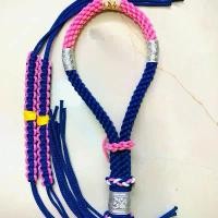 ราคา มงคลมวยไทยสีชมพูน้ำเงินพร้อมประเจียด(ริบบิ้น) (1732232994758363219)