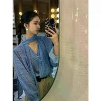 ราคา เสื้อเบลาส์ ลายจุดสีน้ำเงิน สไตล์เกาหลี คอวี ผ้าชีฟอง ริบบิ้น สำหรับผู้หญิง ระดับไฮเอนด์และสง่างาม ลำลอง เสื้อเชิ้ตบางเล็กน้อย เสื้อท็อป 2025 เสื้อ พื้นเมือง เหนือ เสื้อ ทรง (1731238281166685387)