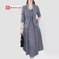 ราคา เดรส+สูทคลุม (Dressie set) ชุดเดรสเสื้อพร้อมเดรส มีซับใน สี : เทา น้ำตาล TOPCOAT (1730887069589342751)