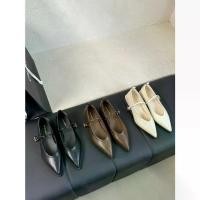 ราคา รองเท้าไม่มีส้นผู้หญิง ปลายแหลมสีดำ/น้ำตาล/ขาว สไตล์ลำลอง มีหัวเข็มขัด ส้นต่ำ สลิปออน รองเท้าปาร์ตี้ ไซส์ 40 (1730378415954102442)