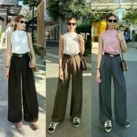 ราคา กางเกงขายาว กางเกงขายาวสีดำ,น้ำตาล,เทา ผ้าไอวี่ผ้าทิ้งตัว งานเอวสูง**มีเข็มขัดให้ไปใส่กับกางเกงสวยๆ** ( D-กางเกงซีลี่ ) (1730286403587246370)