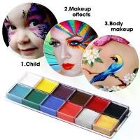 ราคา พาเลทแต่งหน้า, Langmanni, 12 สี, น้ำมัน, ความอิ่มตัวของสีสูง, เม็ดสีเพ้นท์ร่างกาย, เพ้นท์หน้า DIY (1731576542466901253)