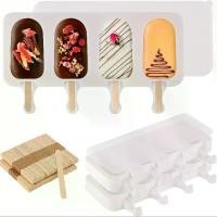 ราคา แม่พิมพ์ไอติม 3 ชุด พร้อมฝาปิดและแท่งไอติมไม้ 100 แท่ง ขนาดมาตรฐาน แม่พิมพ์ซิลิโคนไอติม 4 หลุม เหมาะสำหรับทำไอติมเค้ก ไอศกรีม และไอศกรีม (1732723051485889961)