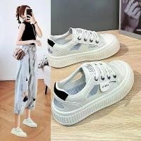 ราคา รองเท้าระบายอากาศสีขาว รองเท้าผ้าใบลำลอง สไตล์เกาหลี ใส่สบาย มาใหม่ รองเท้า ผ้าใบ แฮมเบอร์เกอร์ (1731875592850803078)