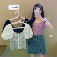 ราคา [COD] [พร้อมส่ง] Sister❤️เสื้อครอป✨ไหมพรม แขนพอง แขนทรงตุ๊กตาสีน่ารัก สไตล์เกาหลี ประดับกระดุมเงิน✨ / 6718 / (1732321841200269239)