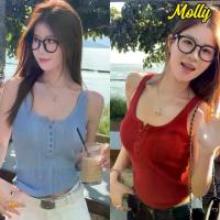 ราคา Molly เสื้อผ้าแฟชั่นสตรี(M0360) เสื้อกล้าม ไหมพรม ผ้าร่อง สีพาสเทล (1731332406160557835)