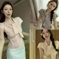 ราคา "X-M35" เสื้อแขนสั้น ผ้านุ่มนิ่มคอกลม ไหมพรม สีหวานๆพาสเทล (1731686816111232680)