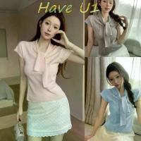 ราคา Have U1เสื้อผ้าแฟชั่นสวยๆใหม่ล่าสุด เสื้อแขนสั้น คอกลม ไหมพรม สีหวานๆพาสเทล X-M35 ✨ (1731693475091416500)