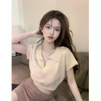 ราคา เสื้อสั้น สำหรับผู้หญิง คอลเลคชั่นใหม่ต้นฤดูใบไม้ร่วง สไตล์ฮ่องกง เสื้อโปโลผ้าถักด้านใน ทรงหลวม เสื้อครอปสาวฮอต เสื้อยืดแขนสั้น เสื้อ แขน ยาว ไหมพรม เอวลอย (1731864586900900075)