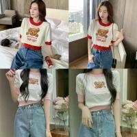 ราคา "7201" พร้อมส่ง เสื้อไหมพรมแขนสั้นTeddy bears เกาหลีน่ารักมากๆ (1729623298789771944)