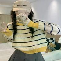 ราคา เสื้อสเวตเตอร์ขี้เกียจ ดีไซน์สวย ทรงหลวม สีตัดกัน ลายทาง แขนยาว สำหรับผู้หญิง คอลเลคชั่นฤดูใบไม้ผลิและฤดูใบไม้ร่วงใหม่ปี 2024 Clothing Lady Women ไหมพรม คอ ปีน เสื้อ ไหม สาวอวบ (1731009439695407555)