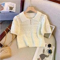 ราคา เสื้อถักโครเชต์กลวง, ฤดูร้อนที่ไม่ซ้ำและประณีต, สำหรับผู้หญิง, เสื้อยืดคอปกโปโลหลวมสไตล์หวาน, เสื้อบางสด เสื้อ ถัก ไหมพรม รุ่น ใหม่ เข้า แล้ว ค่ะ ชุด กาสะลอง (1731398629826660012)