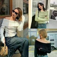 ราคา "98117-11" พร้อมส่ง เสื้อแขนยาวเปิดไหล่ ไหมพรม สีพื้น ดีเทลขาดๆ -C (1729788407189244584)