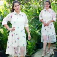 ราคา เดรสตัวยาว คอบัวปกสีขาวตัดขอบ งานปัก 2XL-5XL ชุดออกงาน ชุดไปงาน ไปวัด ทำบุญ ใส่แล้วผอม ชุดเพื่อนเจ้าสาว เดรสสาวอวบ อ้วน Plus+ #341 (1729916166759877150)