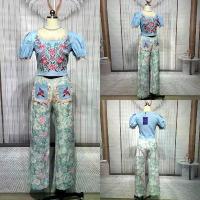 ราคา ชุดเซตกางเกงขายาว เสื้อยีนส์ งานปัก+กางเกงขายาวเอวสูง งานป้าย chalita (1732338491187168376)