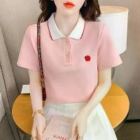 ราคา เสื้อโปโลสีชมพูสำหรับผู้หญิง เสื้อเชิ้ตแขนสั้นผ้าฝ้าย แฟชั่นลำลอง งานปัก เกาหลี ฤดูร้อน (1729798613252803571)