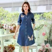 ราคา (8812) รอบอก 38/40/42/44/46/48"มินิเดรสผ้ายีนส์. กระดุมหน้าแขนยาว งานปัก ผ้าไม่หนาไม่ร้อน (1732407962557908669)