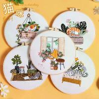 ราคา ชุดเย็บปักถักร้อย DIY, งานปักมือ, การออกแบบแมวและดอกไม้, สไตล์ยุโรป, งานปัก 3 มิติ, ภาพวาดแขวน, งานปักด้วยตนเอง (1732329084190032927)