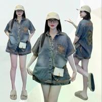 ราคา TW22194 Set 2 ชิ้น เสื้อยีนส๋์ กระดุมหน้า + กางเกงยีนส์ งานปัก .. (1731348646567250807)