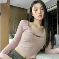 ราคา เสื้อยืดแขนยาวผู้หญิง แฟชั่นฤดูใบไม้ร่วง งานปัก คอเหลี่ยม (1729919920963226241)