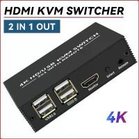 ราคา 2160P สวิตช์ HDMI KVM SWITCH 4Kx2K @60Hz สวิตช์ USB 2x1 4x1 พอร์ต HDMI2.0 และพอร์ตแชร์ USB KVM 4K (1729722951939820068)