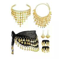 ราคา ชุดโซ่เอวสำหรับเต้นรำหน้าท้อง, ที่คาดผมเหรียญความงาม, สร้อยข้อมือโซ่เอว 72 เหรียญ, สร้อยคอ, ต่างหู, เครื่องประดับโลหะ (1732657747940181286)