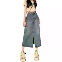 ราคา กระโปรงยีนยาวผ่าหน้า วินเทจ ใส่ผอม กระโปรงเอวสูงเอวสูงเก็บพุง บลู กระโปรงยีนส์ทรงยาว 2024 ฤดูใบไม้ผลิและฤดูใบไม้ร่วง มาใหม่ ทรงเอ กระโปรงครึ่งแข้งผ่าสูง กระโปรงยีนส์ขายาวสาวอวบ (1730774350005569809)