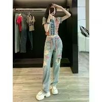 ราคา กางเกงยีนส์ สไตล์อเมริกัน วินเทจ ดีไซน์รู สำหรับผู้หญิง ใส่หน้าร้อน สไตล์ฮ่องกง ทรงหลวม ทรงสลิม ทรงตรง กางเกงขายาว อเนกประสงค์ ขากว้าง วัสดุพื้นรองเท้า ผ้า ทอ atipa กางเกง ยีน (1731783947989190406)