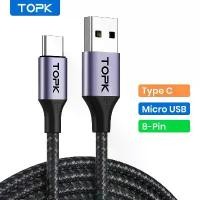 ราคา สายชาร์จโทรศัพท์, TOPK, 3A Micro USB และ Type C, ชาร์จเร็ว, สายโทรศัพท์มือถือ, สำหรับ Xiaomi Redmi Note 10 และ 9, สายเคเบิล (1731266975642322352)