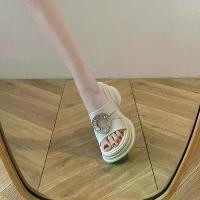 ราคา รองเท้าแตะส้นเตารีดพื้นหนาสำหรับผู้หญิง, รองเท้าฤดูร้อน, อเนกประสงค์, ส้นสูง, พลอยเทียม, รองเท้าแตะสายเดี่ยวลำลอง, ใหม่ในปี 2025 ส้นเตารีด หนีบ แฟชั่น เเตะ ส้นสูง มินิม (1732168091526727630)