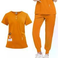 ราคา ชุดผ่าตัด, กระดุมสีส้ม, สำหรับผู้หญิง, ชุดพยาบาล, เสื้อและกางเกง, เครื่องแบบทางการแพทย์, สครับ, คลินิกความงาม, สปา, โรงพยาบาล, ชุด, A10 (1731351884490310857)