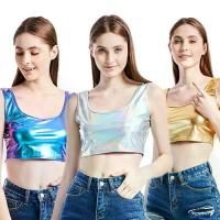 ราคา เสื้อครอปแขนกุด หนังเทียม สีเงินและสีทอง ผิวมัน สำหรับผู้หญิง YT911 (1731630526688036032)