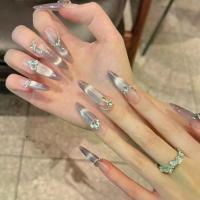 ราคา เล็บปลอม ผิวมัน ยาว มีพลอยเทียม ทนทาน ไม่แตกหัก เหมาะสำหรับฤดูใบไม้ร่วงและฤดูหนาว เพ้นท์เล็บอ่อนโยน (1732461454739473447)