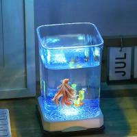 ราคา ตู้ปลากัด ตู้ปลามีไฟ ตู้ปลาใสพร้อมฝาปิด ตู้ปลา LED พร้อมของตกแต่งตู้ปลาฟรี (1732284607331141234)