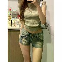 ราคา กางเกงยีนส์ขาสั้น เอวต่ำ สไตล์อเมริกัน สำหรับผู้หญิง หน้าร้อน มาใหม่ ดีไซน์หมุดย้ำ ขาด รัดรูป ยางยืด ทรงเอ กางเกงขาสั้นสุดฮอต เกงยีนส์ สี สนิม เข้ม เอว สูง สาม ส่วน โกดัง ขายส่ง (1731743079871120501)