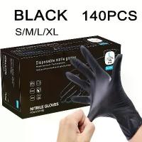 ราคา ถุงมือไนไตรสีดำแบบใช้แล้วทิ้ง คุณภาพสูง ทนทาน กันน้ำ 140 ชิ้น/ถุง เหมาะสำหรับทำความสะอาดห้องครัว ล้างจาน ทำสีผม สักลาย ใช้ในบ้าน เครื่องมือทำความสะอาดอเนกประสงค์ ทำจากน้ำยาง ปราศจากฝุ่น (1731714755552