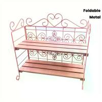 ราคา ที่เก็บของ พับได้ 2 ชั้น พื้นฐาน โลหะ/ไม้ เหมาะสำหรับห้องนอน ห้องครัว ห้องน้ำ ห้องนั่งเล่น และสวน ชั้นวางของ สีขาว/ชมพู ครกหิน เล็กๆ (1732563696223946071)