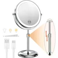 ราคา กระจกแต่งหน้า 8 นิ้ว พร้อมโคมไฟอ่อน กำลังขยาย 10 เท่า ไฟ 3 สี ปรับความสว่างได้ ความสูงยืน กระจกเครื่องสำอาง (1732210313960328079)