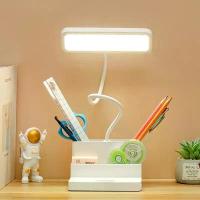 ราคา โคมไฟตั้งโต๊ะแบบชาร์จไฟได้, ไฟ LED USB, โคมไฟตั้งโต๊ะ, เหมาะสำหรับสำนักงาน, โต๊ะอ่านหนังสือ, ไฟกลางคืน, พร้อมฟังก์ชั่นที่ใส่ปากกาและที่วางโทรศัพท์ สีขาว ฟ้า (1731510220032149552)