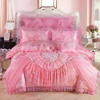 ราคา ชุดเครื่องนอนพักผ่อนเจ้าหญิงสุดหรู ขนาดคิงไซส์และควีน สีชมพูและสีแดง ลูกไม้ Jacquard และผ้าซาติน รวมปลอกผ้านวม ผ้าคลุมเตียง ผ้าปูที่นอน และปลอกหมอน [COD] (1732353001113945469)