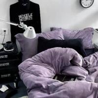 ราคา ชุดเครื่องนอนสี่ชิ้น สีม่วงเข้มกับสีดำ ทำจากเส้นใยนม เหมาะสำหรับฤดูใบไม้ร่วงและฤดูหนาว หนาและอบอุ่น ทำจากกำมะหยี่คริสตัลและขนแกะปะการัง ผ้าปูที่นอน ชุดสามชิ้นสำหรับหนึ่งคน (1730775589401037428)