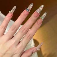 ราคา เล็บปลอม, เล็บทรงอัลมอนด์, เคล็ดลับเล็บกลิตเตอร์ละเอียดสไตล์ฝรั่งเศส, สติ๊กเกอร์ติดเล็บ, ความยาวปานกลาง, ทรงอัลมอนด์, เคล็ดลับเล็บ Rhinestone, 30 ชิ้น, การค้าต่างประเทศ (1732235041519864119)