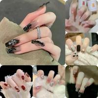 ราคา เล็บปลอม DIY สไตล์ฝรั่งเศส 24 ชิ้น/เซ็ต เล็บปลอม เพ้นท์เล็บ 24 ชิ้น (1730355803553696027)