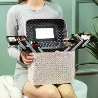 ราคา พร้อมส่ง กระเป๋าเครื่องสำอางค์ PU กระเป๋าแต่งหน้าพกพา กันร้ำ กระเป๋าเครื่องสำอาง 2ชั้น กระเป๋าช่างแต่งหน้า ช่างสัก 4ถาด 6ถาด (1732300764100200109)